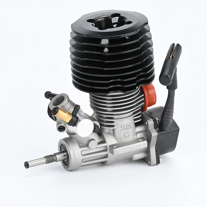 VRX Racing SH.28 Nitro Engine 4.57cc SG Shaft Rear Exhaust Hand-pulled Engine with Spark Plug and Hand Puller for 1/8 Methanol Fuel RC Car Vehicle Model