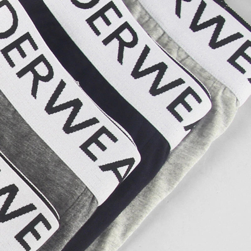 4pcs Men's Underwear, Fashion Waistband Cotton Casual Mid-waist Boxer Briefs Shorts, Breathable Comfy Stretchy Boxer Trunks, Sports Shorts