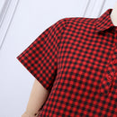 ZANZEA Elegant Style Women's Dresses Daily Short Sleeve Lapel Plaid Loose Midi Shirt Dress