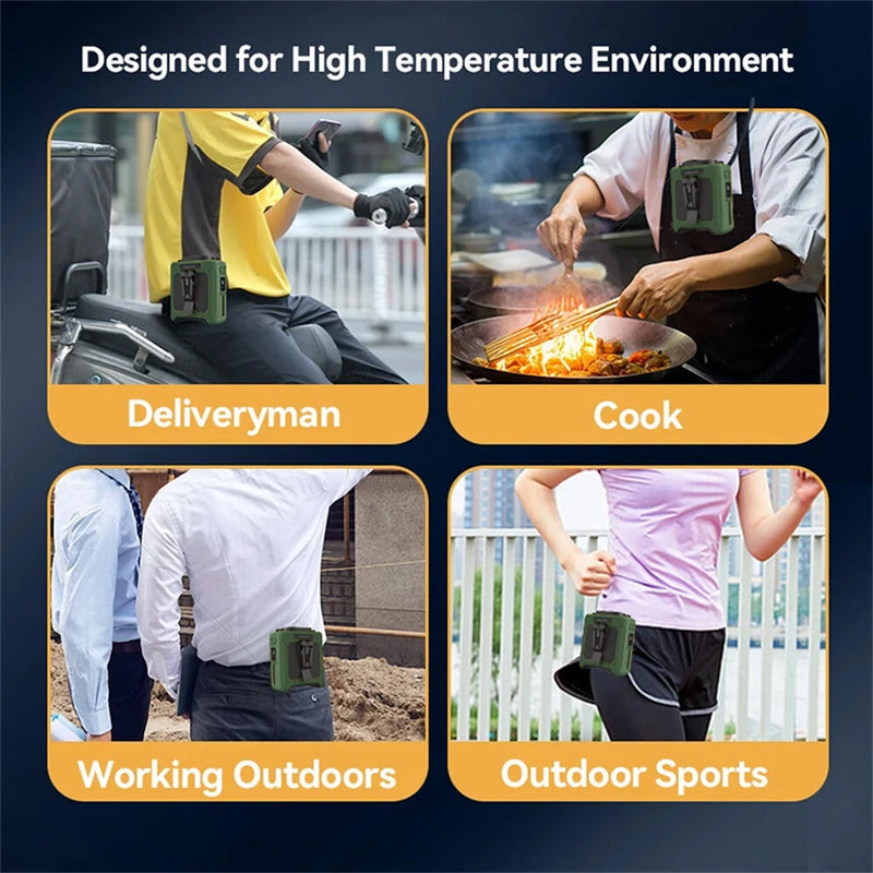 IPRee Portable Waist Fan 10000mAh USB Rechargeable Fan Outdoor Waist Clip Camping Fan Mini Hang Neck Fan with LED Light and Power Bank for Sports, Outdoor Work