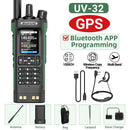 2Pcs Baofeng BF-UV32 GPS Walkie Talkie 10W Long Range Multi Band Bluetooth App 1000 Channels USB-C EU Charge Portable 2-Way Radio