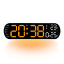 LED Digital Ambient Light Wall Clock Remote Control Electronic Mute Clock with Temperature Humitimy Date Week Display Timing Function Clock