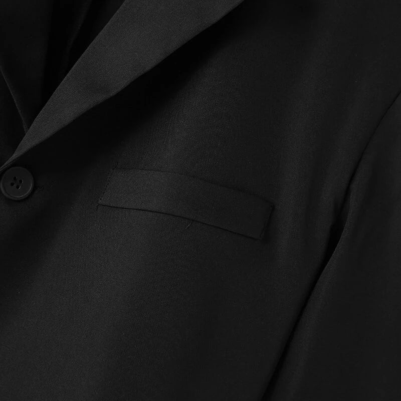 INCERUN Men Casual Blazer Design Cutoff Fashion Suits Outwear Men Solid Color Lapel Long Sleeve Blazer Tops for Men