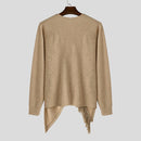 INCERUN Mens Knitted Fringe Cowl Neck Long Sleeve Cardigan Solid Color Fashion Tops for Male S-5XL