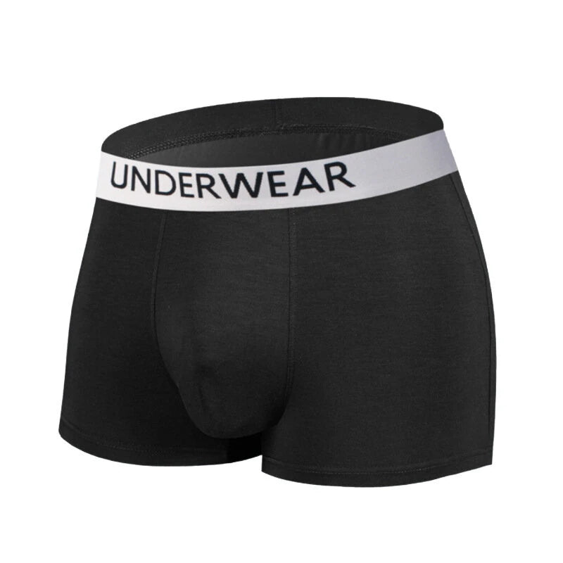 4pcs Men's Underwear, Fashion Waistband Cotton Casual Mid-waist Boxer Briefs Shorts, Breathable Comfy Stretchy Boxer Trunks, Sports Shorts