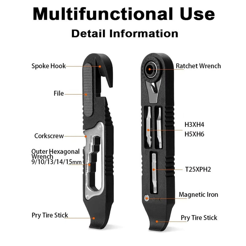 IPRee Bicycle Wrench Kits MTB Road Bike Tool Sets Multifunctional Portable Multi-Purpose Repairing Tire Ratchet Wrench Nut Tire Lever