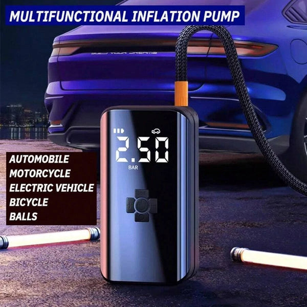 80W Smart Wireless Inflation Bicycle Air Pump 150PSI Electric Wireless 3600mAh Battery Power Bank Digital Display Noise Reduction Portable Tire Inflator Pump For Motorcycle Car bike Boat Ball