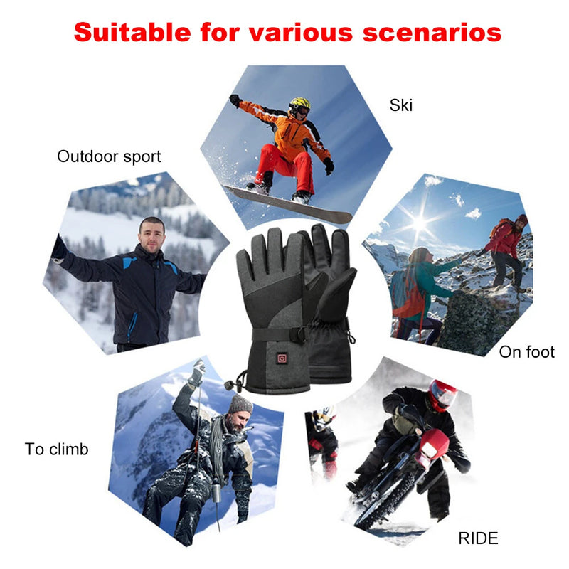 TENGOO 1 Pair Uniex Electric Heated Gloves Phone Tablet Touchable 7.4V DC Charging Waterproof Winter Keep Warm for Outdoor Sports