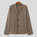 INCERUN Men Simple Textured Cardigan Sweater Comfortable Loose Fit Botton Front Lapel Thick Sweater Cardigan for Men Fall Plus Size S-5XL