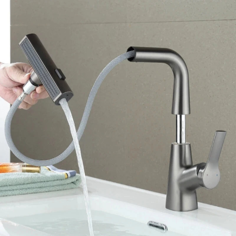 Pull Out Basin Faucet 360 Rotatable 304 Stainless Steel Kitchen Sink Mixer Tap with Pull Out Sprayer Hot And Cold Dual Control