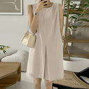 ZANZEA Women Crew Neck Sundress Knee Dresses Oversized Sleeveless Casual Solid Loose Midi Dresses