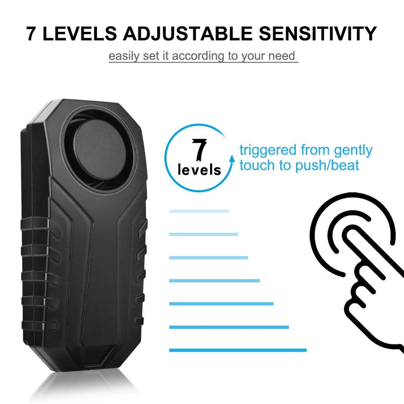 Bicycle Alarm 113dB Anti-Theft Wireless Vibration Remote Control Bike Motorbike Alarms Home Outdoor Security Protection