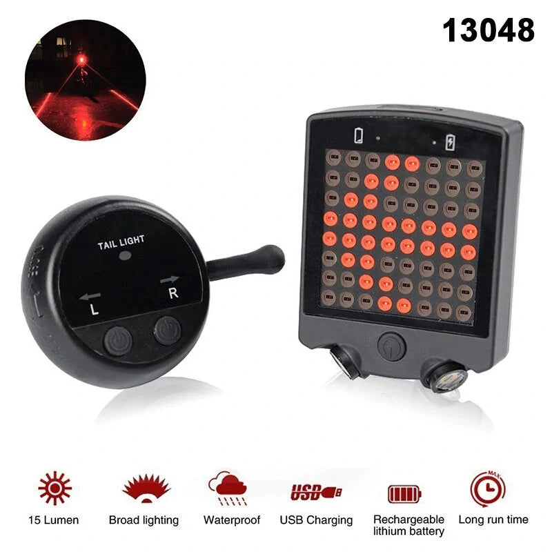 BENGGUO Bike Taillight 650mAh Battery 3 Light Modes Waterproof Turn Signal Warning Bicycle Rear Light with Wireless Remote for Night Cycling