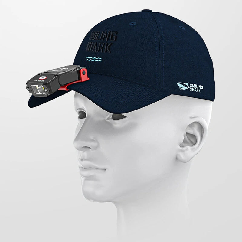 Smiling Shark Rechargeable Waterproof LED Cap Light Ultra Bright Hands Clip Lamp for Outdoor Activities Fishing Camping and Work Free LED Torch