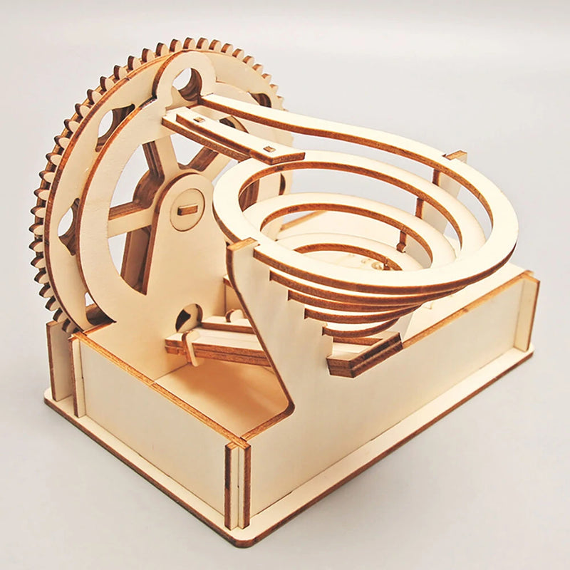 DIY Technology Small Production Wooden Electric Track Steel Ball Slide for Primary Secondary School Students Handmade Building Block Assembly Toys