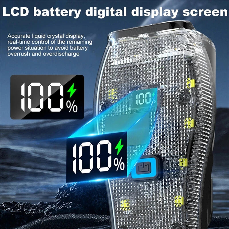 BIKIGHT Bike Headlight 4 LED Large Beads 2000mAh Battery Dual Distance Beam Design Waterproof 4 Light Modes Type-C Fast Charge Power Display Flashlight with 120dB Horn