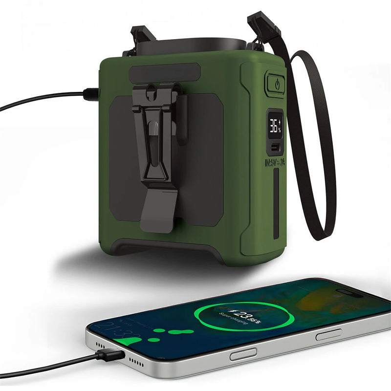 IPRee Portable Waist Fan 10000mAh USB Rechargeable Fan Outdoor Waist Clip Camping Fan Mini Hang Neck Fan with LED Light and Power Bank for Sports, Outdoor Work