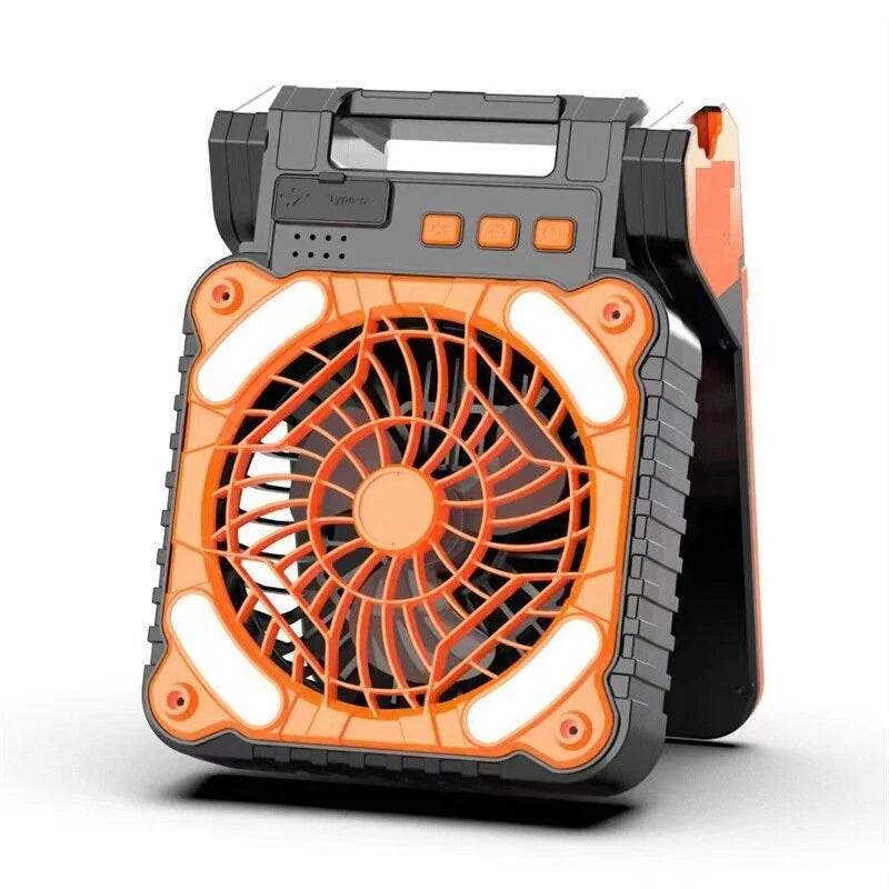 5 in 1 Multifunctional Solar Camping Tent Fan 7800mAh Battery Power Bank LED Light Solar Panel Energy Efficient Cooling System