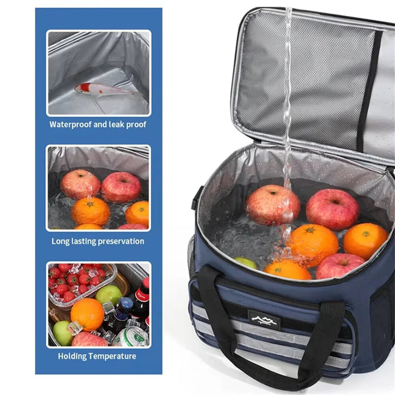 IPRee Large-Capacity Outdoor Picnic Bag Handheld&Crossbody Multi-Layers Travel Thermal Bag Two-way Zipper Portable Outdoor Insulation Bag