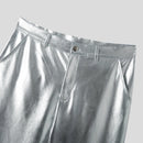 INCERUN Men Shiny Pant with Pockets Party Nightclub Style Pantalons Men's Coated Shiny Elastic Trousers Fashion Personalized Male Long Pants S-5XL
