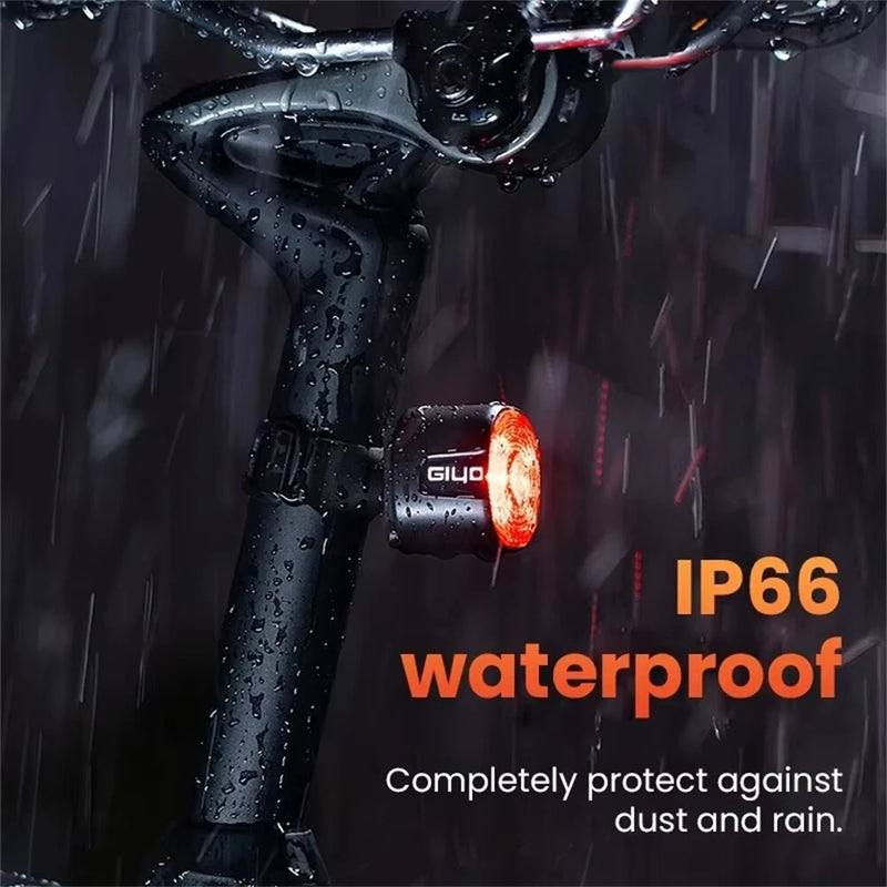 GIYO Smart Brake Sensing RGB Bicycle Taillight Waterproof Warning Flash Lamp USB Charge Bike Rear Light for Outdoor MTB Night Riding Safting