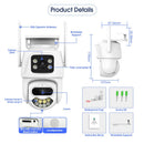 3K 6MP Dual Lens Outdoors WiFi Security Camera HD Night Vision Motion Detection Auto Tracking Waterproof Siren Alarm Push ICSEE APP Remote Viewing Surveillance Cameras