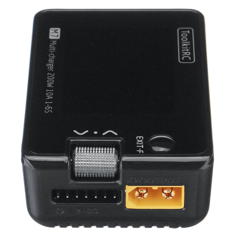 ToolkitRC M7 200W 10A DC Balance Charger Discharger for 1-6S Lipo Battery with With Voltage Servo Checker ESC Tester Receiver Signal Tester Quick Charger Function
