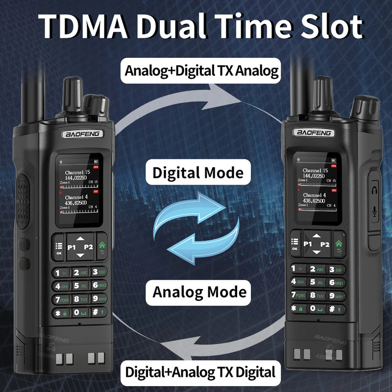 Baofeng DM-32UV 8W Power DMR Digital Analog Walkie Talkie 2.0" TFT GPS APRS 4000 Channels NOAA VOXs Type-C Two Way Radio With Earphones