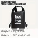KOETSU 15L/3.96gal Waterproof Large Capacity Paddle Board Bag, For Secure Storage And Easy Carrying, Portable Lightweight Paddle Board Bag With Carry Handle, Travel Carrying Backpack