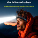 LEM Outdoor 800LM Wave Sensor Headlamp Dual Light Source Ultra-Bright Headlamp Long-Lasting Rechargeable Helmet Lamp for Outdoor Night Fishing Riding