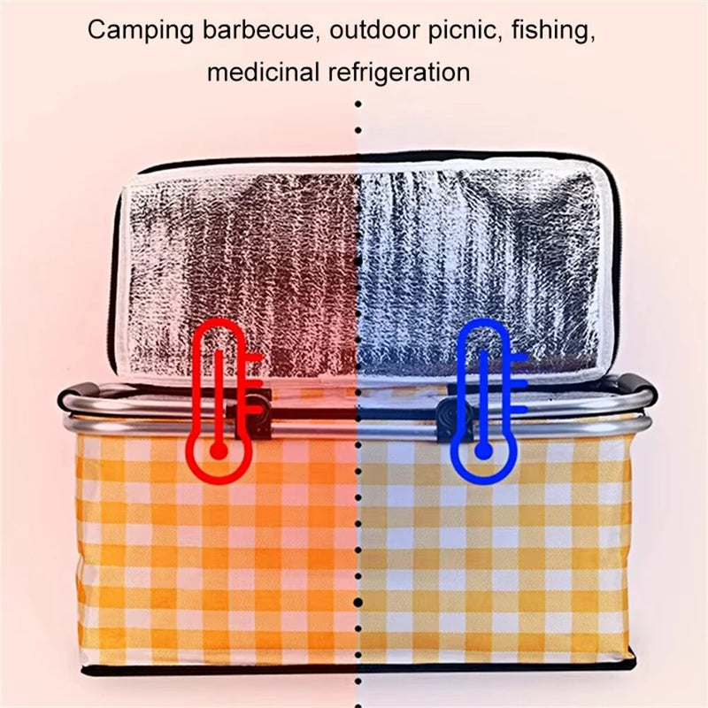 IPRee Folding Basket Picnic Basket Outdoor Handheld Basket Insulation Box Household Supermarket Shopping Storage Basket