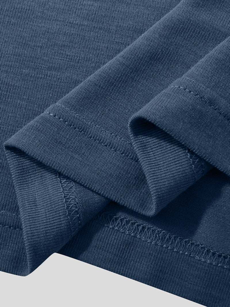 INCERUN Mens Casual Stand Collar Top Solid Color Short Sleeve T-Shirt