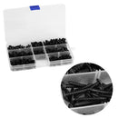 340Pcs Pan Head Tapping Screw Cross Head M3/M3.5/M4/M4.8 Self Tapping Screw Set Assortment Kit Black Furniture Carbon Steel