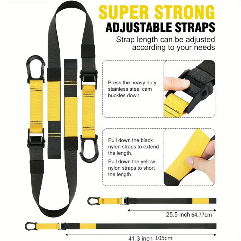 400kg Max Capacity 2.1m Length Resistance Band Set with Handles and Door Anchor Home Gym Full Body Workout Kit Anti-Snap Design