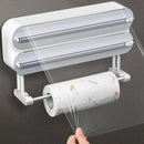 Creative Magnetic Wall-mounted Multifunctional Double-layer Plastic Wrap Cutter Baking Cutter Adjustable Kitchen Supplies Storage