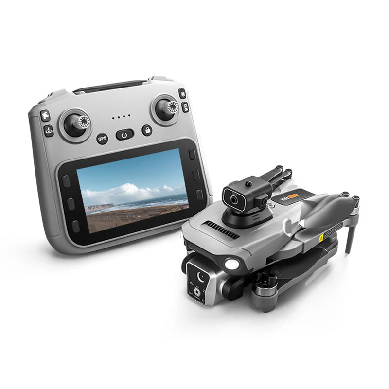 XKJ K19 MAX GPS 5G WiFi FPV with 5.9inch LCD Screen Controller HD Dual Camera Servo Gimbal 360 Obstacle Avoidance One-Key Airdrop Brushless Foldable RC Drone Quadcopter RTF