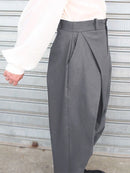 INCERUN Men Plain Cross Pleated High Waist Loose Fit Pants