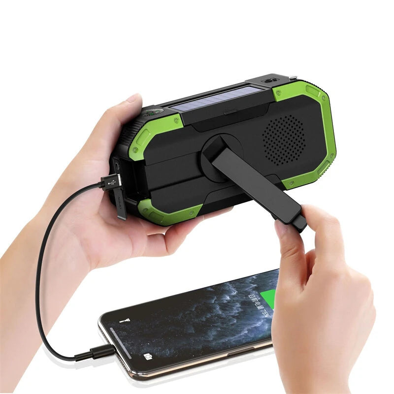 Portable Multifunctional Emergency Solar Hand Crank Radio 5000mAh Power Bank Cranker AM, FM, Compass, LED Flash Light Camping Radio Survival Kit Radio