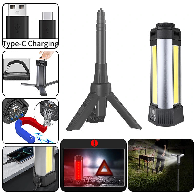 Xhp50 LED Strong Light COB With Built-in Battery and Magnet Can Output Multifunctional Digital Display Work Light