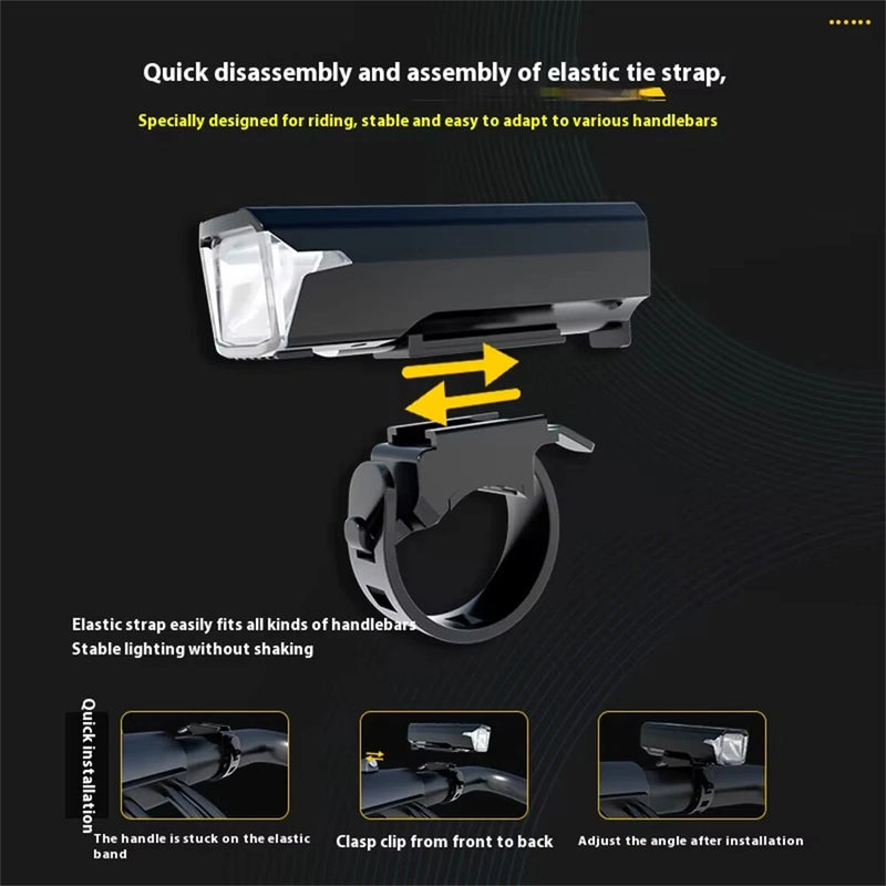 BIKIGHT Intelligent Light-sensing Bicycle Headlight 1500mAh Power Bank Flashlight Handlebar Waterproof USB Charging Bike Front Light for MTB Outdoor Safe Night Riding