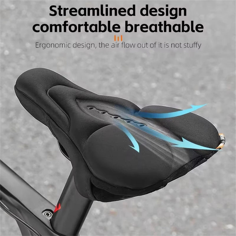 WEST BIKING Comfty High Elastic Silicone Bicycle Saddle Cover Soft Breathable Bike Seat Cushion With Rainproof Cover for Road MTB Outdoor Riding