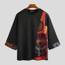 INCERUN Mens T Shirts Loose Fit Casual T-shirts for Men Print Patchwork Fashion Male Tee Tops Summer Short Sleeve Men Clothing