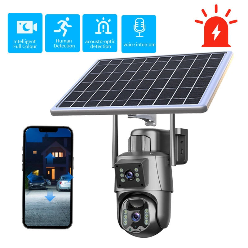 Guudgo 6MP Dual Lens Solar Camera WIFI 4G Remote Wireless Outdoor Security Auto Tracking Night Vision Human Detection Two Way Audio Waterproof Camera