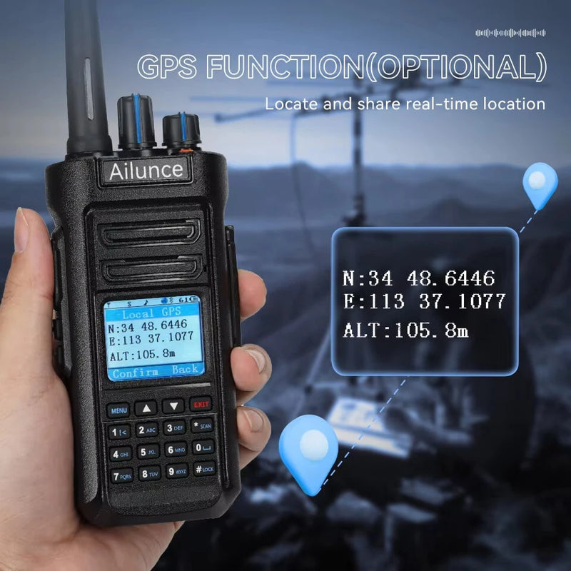Retevis Ailunce HD2 10W Walkie Talkie DMR Radio UHF VHF Ham Radio IP67 Waterproof Long Range DMR Digital Radio bluetooth Function