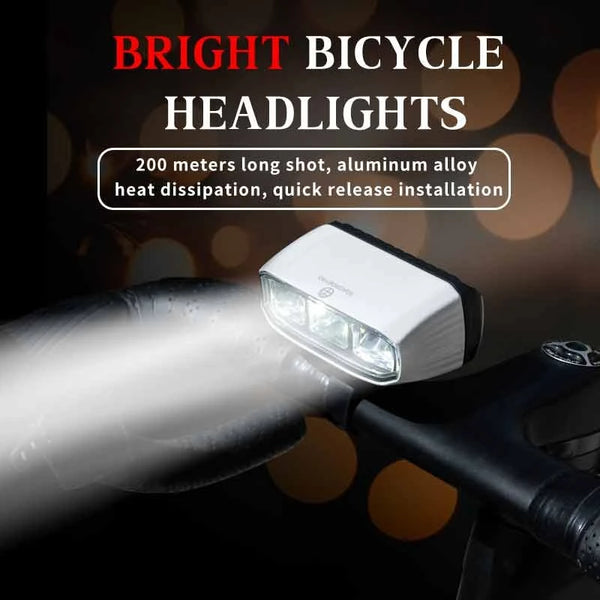 OFFBONDAGE Wireless Remote Control Bicycle Headlight 200 Meter Long Throw Portable Aluminum Alloy Waterproof Type-C Charging Bike Front Light for Outdoor MTB Night Riding Safety