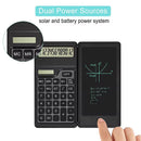 Basic Calculator Notepad with 6 Inch LCD Writing Tablet Portable Foldable Scientific Calculator Mute Solar/Dual Battery Powered for High School College Office