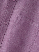 Mens Solid Stand Collar Chest Pocket Short Sleeve Shirt