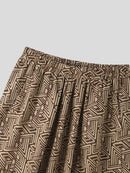 INCERUN Men Pant Ethnic Print Low Rise Long Pant Loose Fit Mens Elastic Streetwear Pants with Side Pockets S-5XL