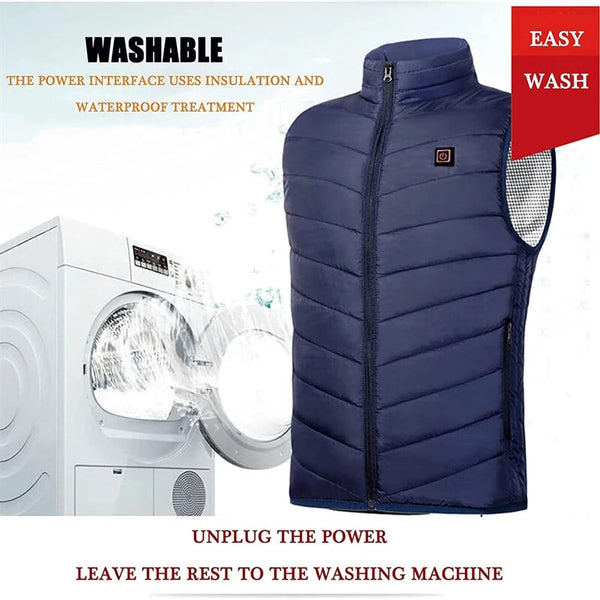 TENGOO HV-02C Heated Vest 2 Heating Zones Trible Gears Temperature Level Control USB Charging Warm Electric Heating Jacket for Winter Outdoors Sports