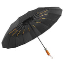 16-Bone Double Fully Automatic Rain Umbrella Keel Wooden Handle Sun Protection Umbrellas Large Folding Business Umbrella For Sunny Rainy Days